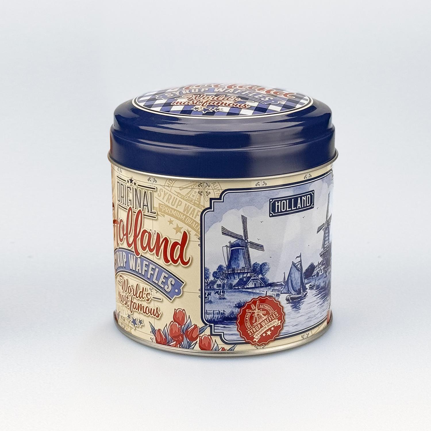 Stroopwafel blik blauw